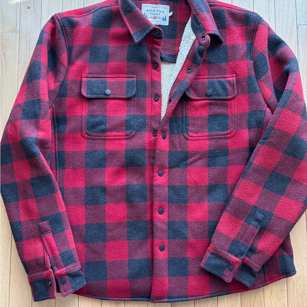Faherty plaid lumberjack fleece jacket